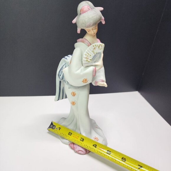 Vintage Ardco Bisque Porcelain Geisha Girl Figurine Hand Painted 9'' Taiwan - Picture 8 of 9